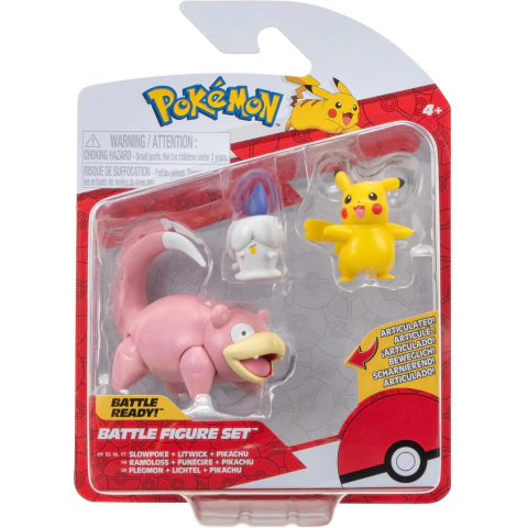 Pokemon Battle Figure X3 Slowpoke + Litwick + Pikachu