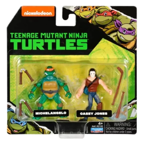 Tortugas Ninjas x2 Figuras Michelangelo y Casey Jones Playmates