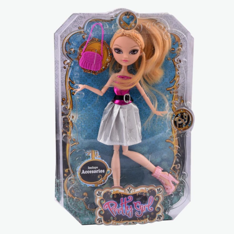 Pretty Girls Rubia Vestido Plateado y Fucsia Ditoys