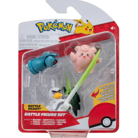 Pokemon Battle Figure X3 Beldum + Sirfetchd + Clrfairy