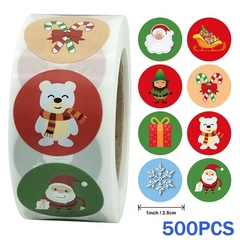 Rollo de stickers navidad x 500 unidades