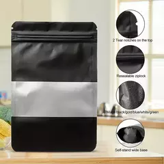 Bolsa Doypack negra con visor. Precio por unidad. en internet