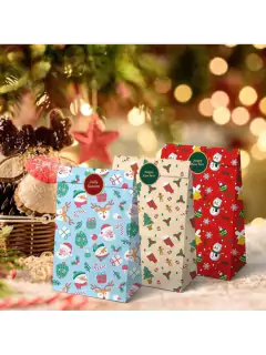 Pack 6 bolsas navideñas de 12x22 cms en internet