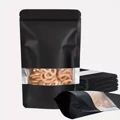 Bolsa Doypack negra con visor. Precio por unidad. - Capkelitos