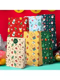 Pack 6 bolsas navideñas de 12x22 cms