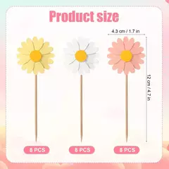 Pinchos-toppers de flores de cartulina. Pack x 8 unidades. - Capkelitos