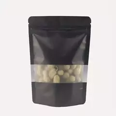 Imagen de Bolsa Doypack negra con visor. Precio por unidad.