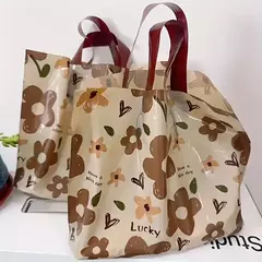 Bolsa con manija diseño "flores marrones". Varios tamaños. Precio por unidad. en internet