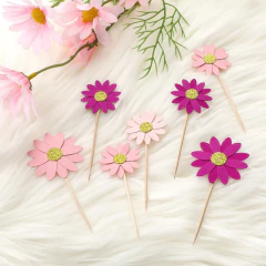 Pinchos - toppers Flores con centro glitter. Pack por 8 unidades. - comprar online