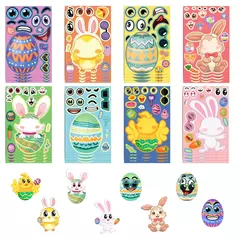 8 planchas de stickers para jugar "huevos y conejo de pascua" - comprar online