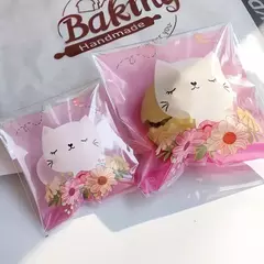 Bolsa opp "gatito blanco y flores" 10x10 cms. Pack por 10 unidades. - comprar online