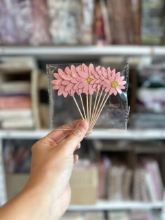 Imagen de Pinchos - toppers Flores con centro glitter. Pack por 8 unidades.