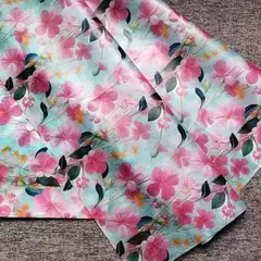 Papel seda flores fucsias y fondo celeste. - comprar online