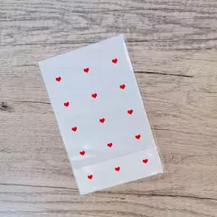 Bolsa con corazones rojos 10x15 cms. Pack por 10 unidades.