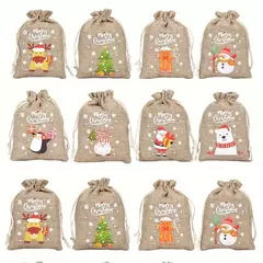 Bolsa arpillera navidad de 10x15 cms. Precio por unidad.