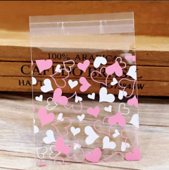 Bolsa opp "Corazones" 10x10 cms. Pack por 10 unidades.