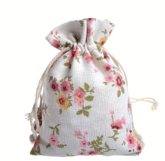Bolsa arpillera floral. Precio por unidad. en internet