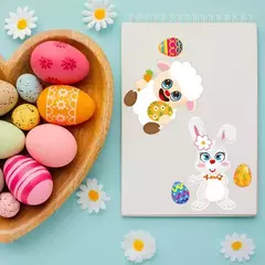 6 planchas de stickers para jugar "Pascua animalitos" - Capkelitos