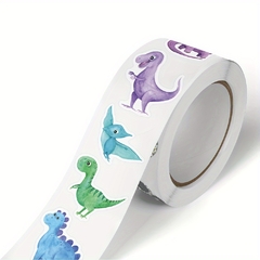 Rollo de stickers dinos x 500 unidades