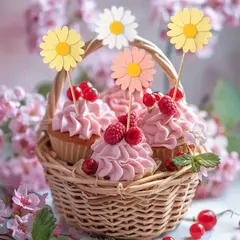 Pinchos-toppers de flores de cartulina. Pack x 8 unidades. en internet