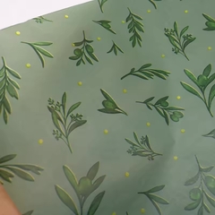 Papel seda hojas con fondo verde. Pack por 2 unidades.