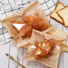 Bolsa de papel antigrasitud. Frente transparente para pasteleria-panaderia. 3 tamaños disponibles. Precio por unidad.