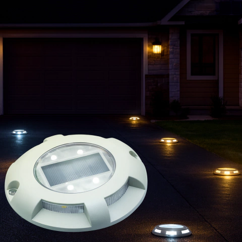 Luz Led Solar Piso Entrada Auto Vial Estacionamiento 8 Led - comprar online