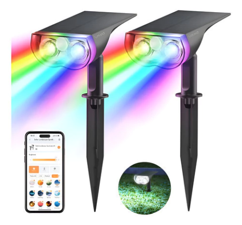 Estaca Led Solar Rgb Smart Bluetooth Importado Pack X 2 Rgb