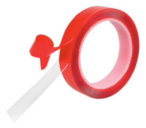 Cinta Vhb Adhesiva De 2 Metros X 24mm Doble Faz Rojo Liso