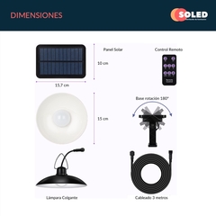 Imagen de Lampara Led Solar Lampara Colgante Luz Fría Control Remoto