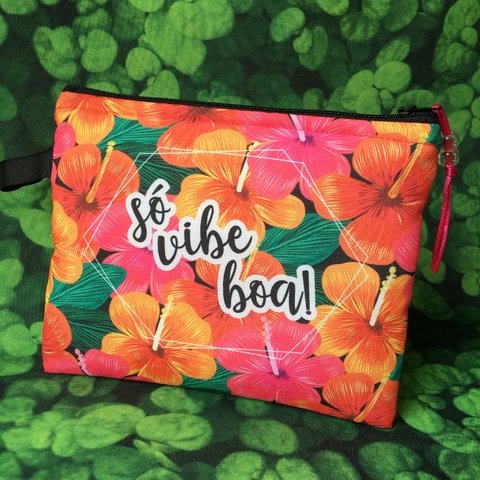 Necessaire Clutch Personalizada | Estampa Hibiscus Tropical