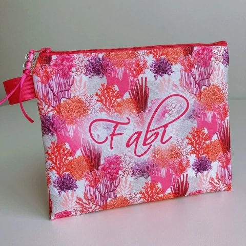 Necessaire Clutch Personalizada | Estampa Corais Rosa