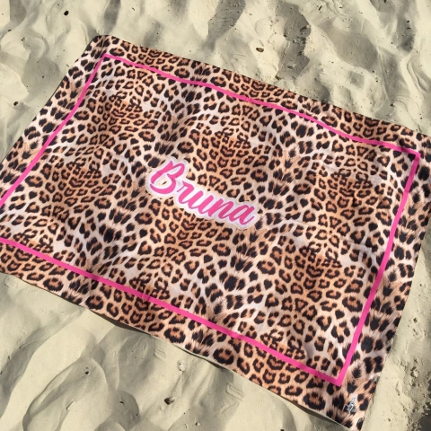 Canga de Praia Personalizada | Estampa Onça Pink