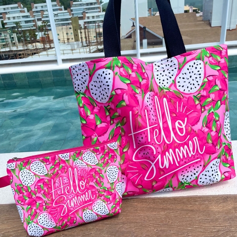 Kit Bolsa Slim + Necessaire Slim | Estampa Pitaya