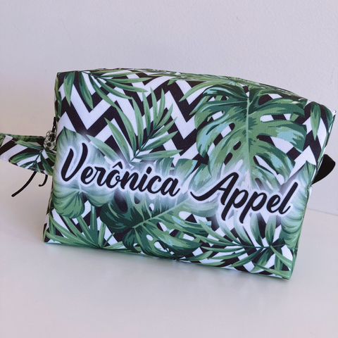 Necessaire Box Personalizada | Estampa Folhas Verdes