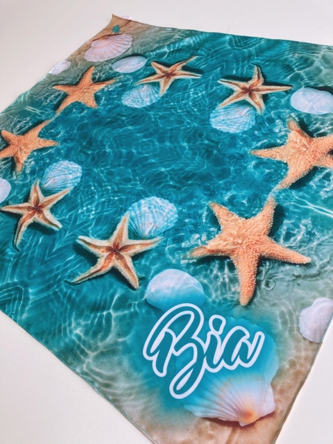 Lenço Quadrado Personalizado 65cmx65cm | Estampa Mar