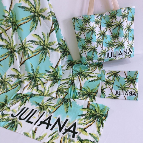 Kit Praia Personalizado | Estampa Coqueiros
