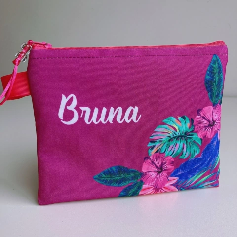Necessaire Clutch Personalizada | Estampa Hibiscus Purple