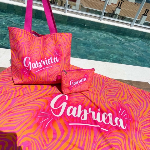 Kit Praia = Canga de Praia + Bolsa Slim + Necessaire Slim | Estampa Zebra Pink