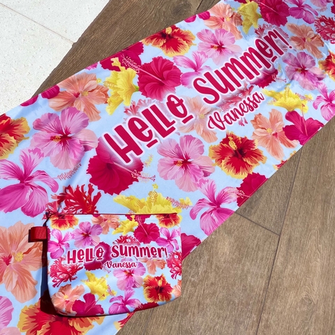 Kit Mini Canga Adulto + Necessaire Slim | Estampa Aloha