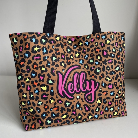 Bolsa Slim Personalizada | Estampa Onça Neon Marrom
