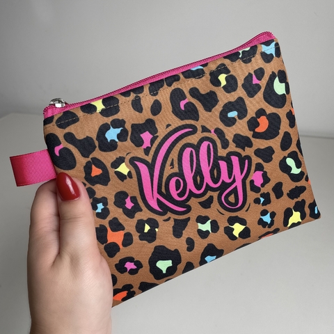 Necessaire Clutch Personalizada | Estampa Onça Neon