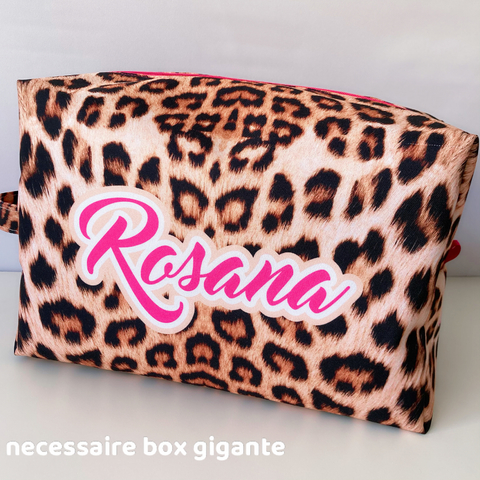 Necessaire Box Gigante Personalizada | Estampa Onça Pink