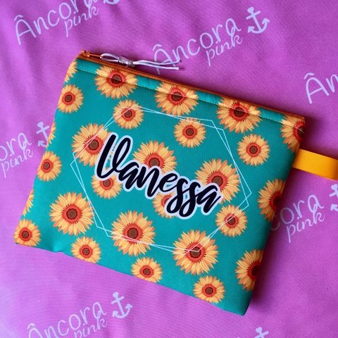 Necessaire Clutch Personalizada | Estampa Girassóis