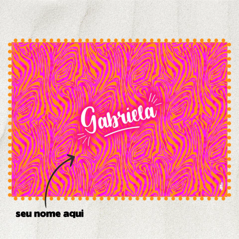 Canga de Praia com Mini Pompons Personalizada | Estampa Zebra Pink