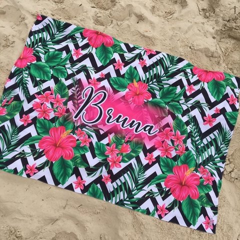 Canga de Praia Personalizada | Estampa Hibiscus