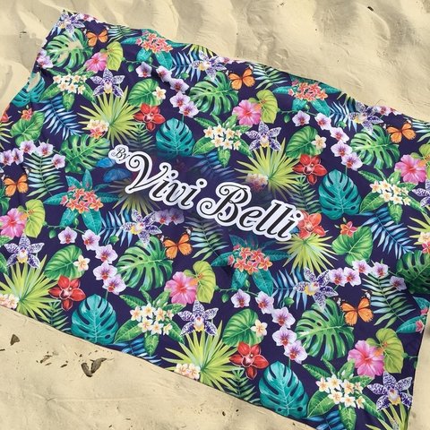 Canga de Praia Personalizada | Estampa Floral Azul