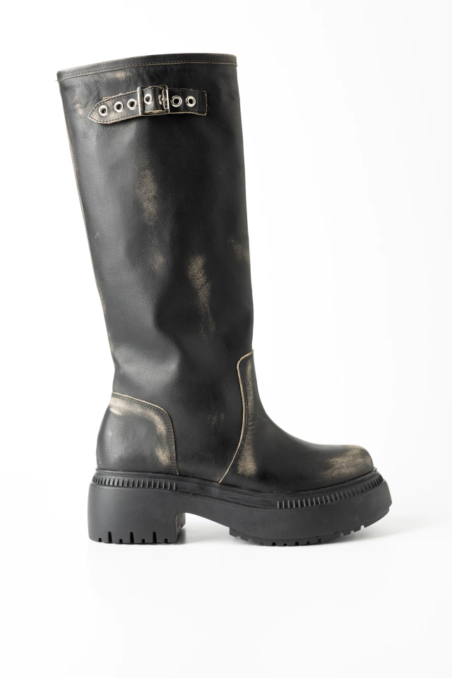 Botas Hills negras vintage de cuero