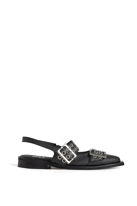 Chatas Valencia Negras Cuero - Macu