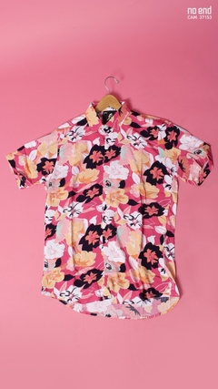 CAMISA HAWAIANA FLOR AMARILLA FONDO ROSA 37153